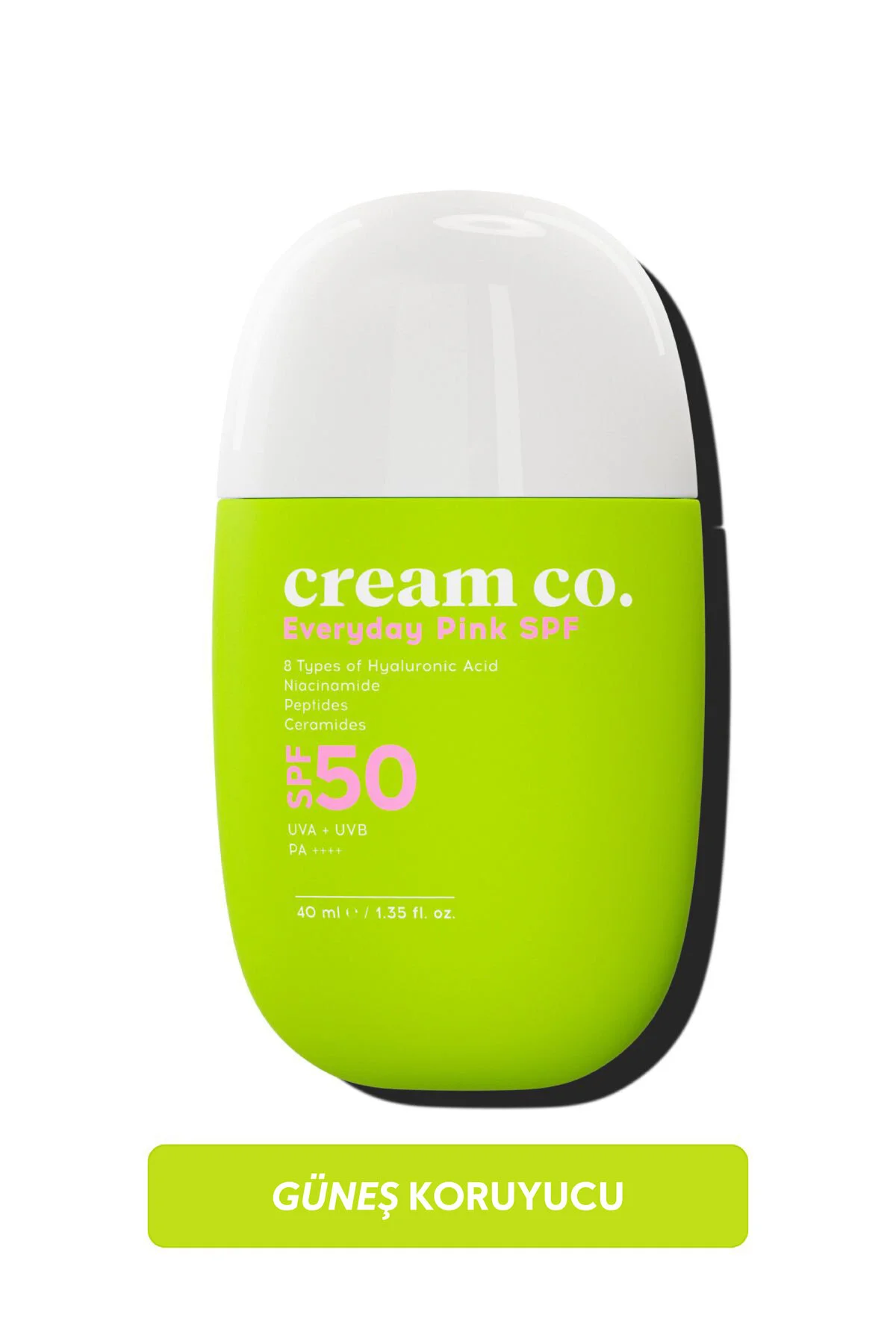 Cream Co. SPF50 Pink Güneş Koruyucu Krem | Ton Eşitleyici Leke Karşıtı | Aydınlatıcı | 40 ML | Güneş Serumu