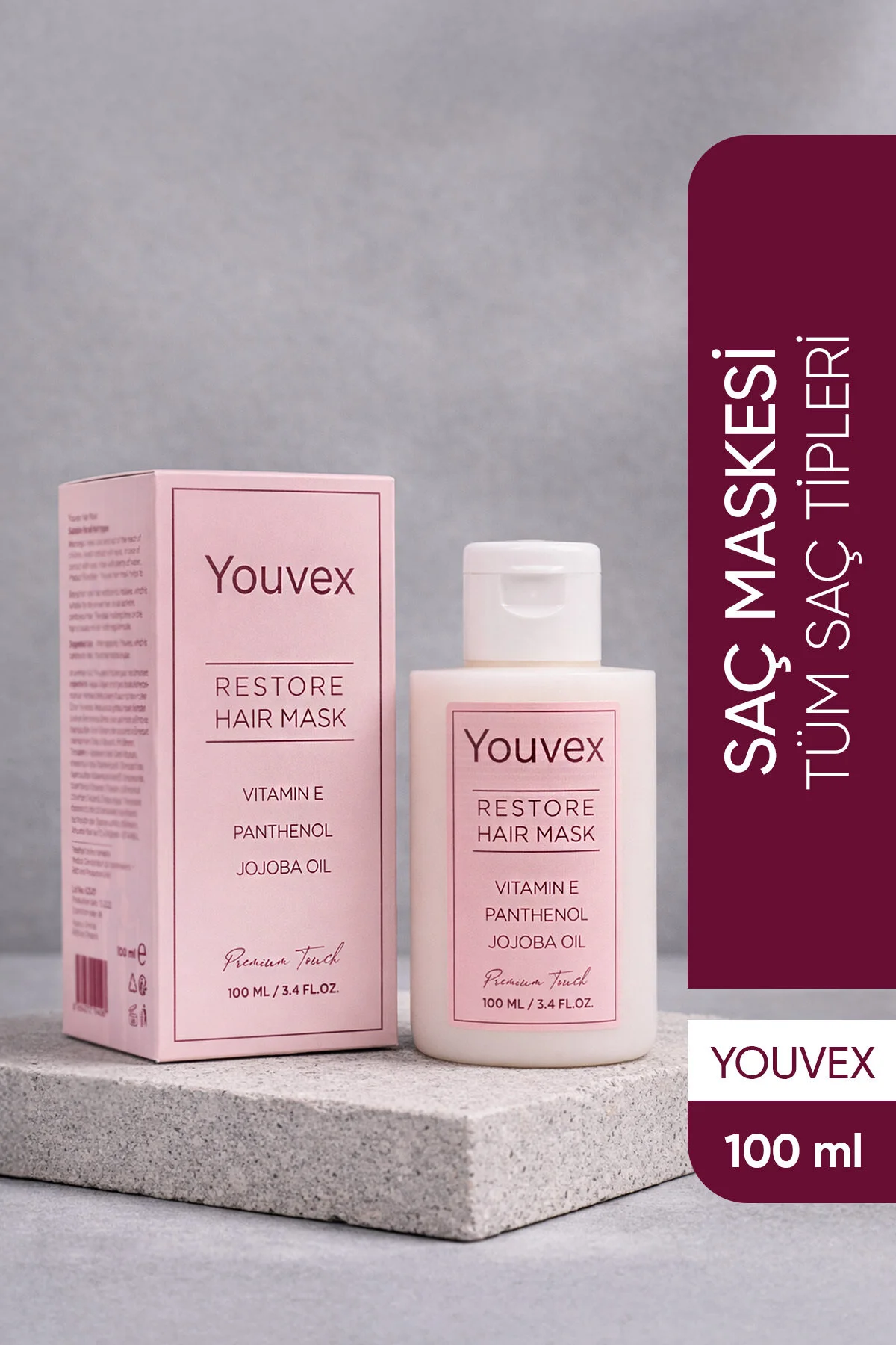 The Youvex Premium Touch Kuru Ve Yıpranmış Saçlar Için Yoğun Bakım Saç Maskesi 100ml