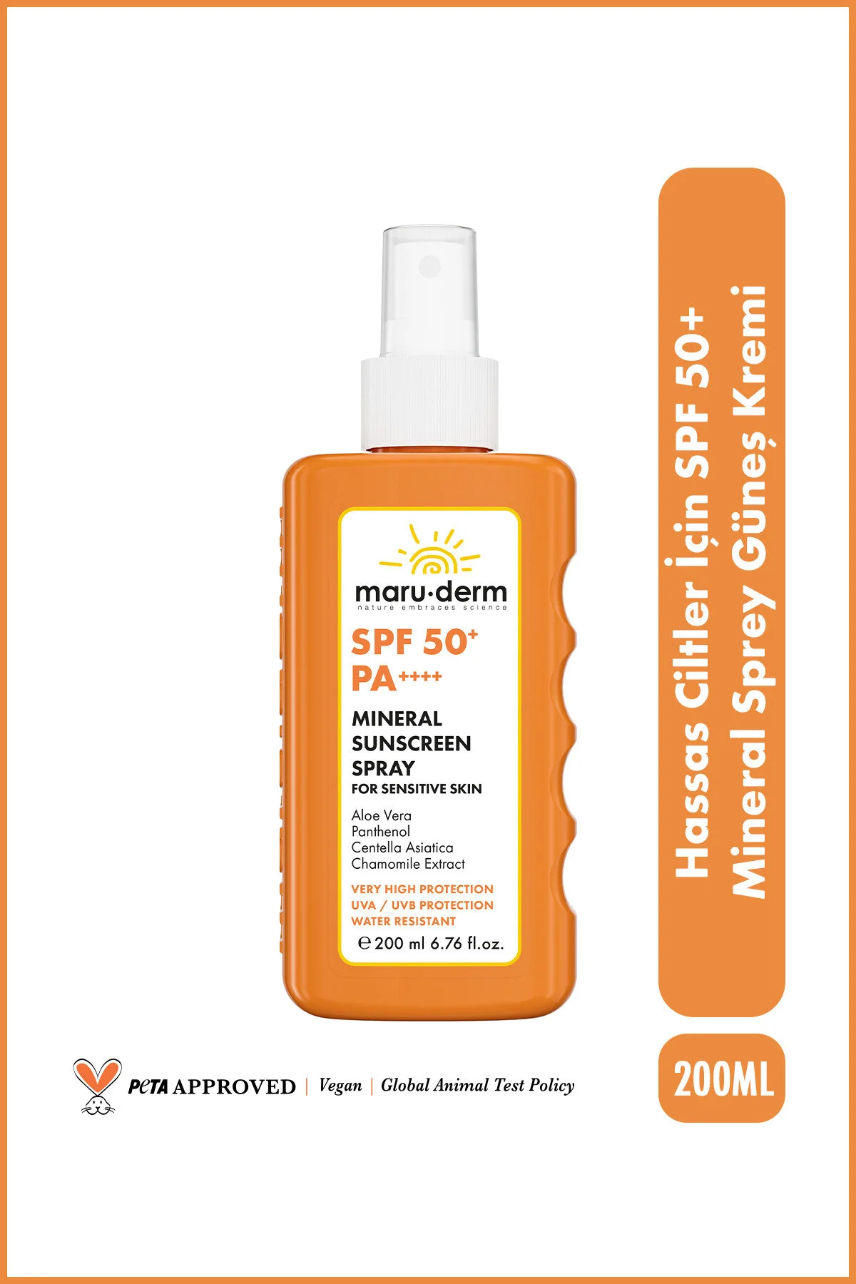 Maru.Derm Hassas Ciltler İçin Mineral Sprey Güneş Kremi SPF 50+ PA++++ 200 ML