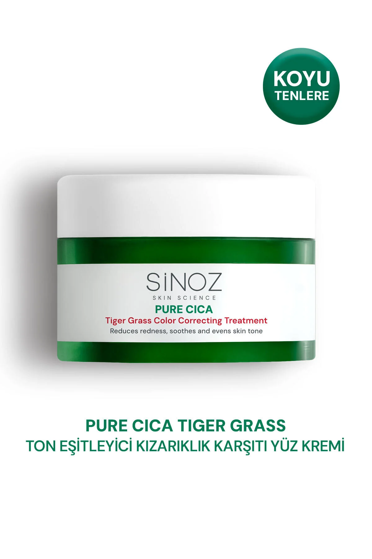 Sinoz Pure Cica Tiger Grass Anında Ton Eşitleyici Onarıcı Yüz Bakım Kremi 15 ml