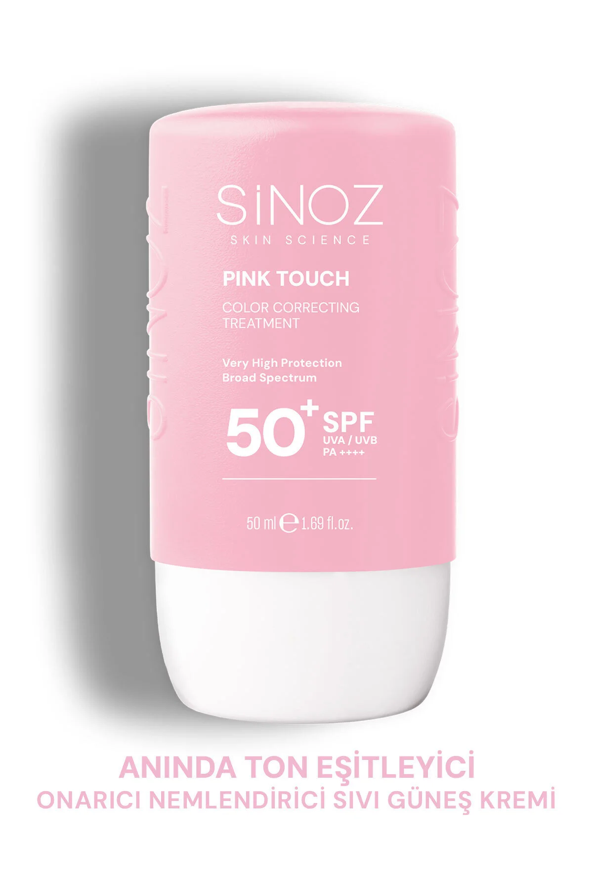 Sinoz Pink Touch Anında Ton Eşitleyici Leke Karşıtı SPF50+ Pembe Sıvı Yüz Güneş Kremi PA++++ 50ml