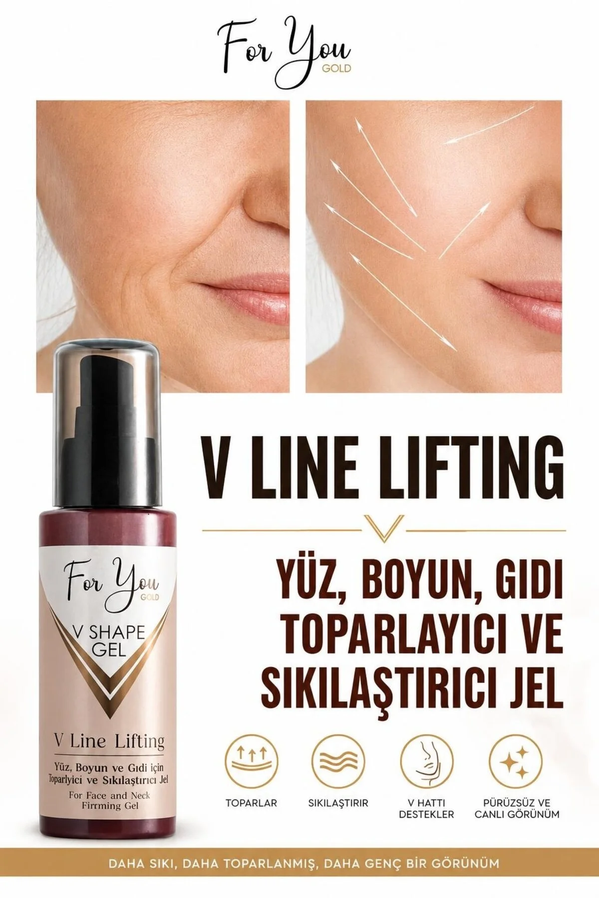 For You Gold Yüz, Boyun, Çene Ve Gıdı Için Incelmeye Yardımcı, Sıkılaştırıcı Ve Şekillendirici Slim Jel