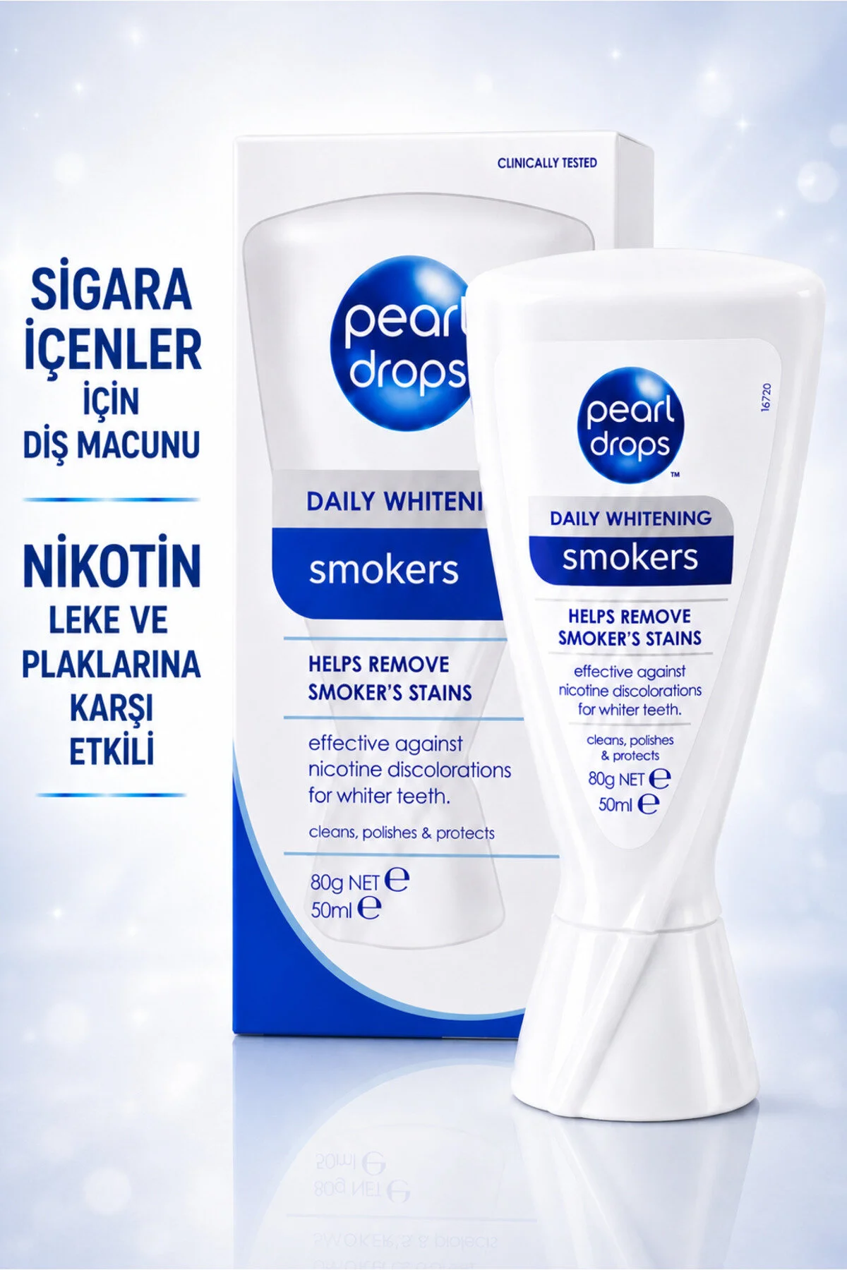 Pearl Drops Smokers - Sigara İçenler İçin Leke Çıkarıcı Jel Diş Macunu, Nikotin Leke Plaklarına Karşı, 50 ml