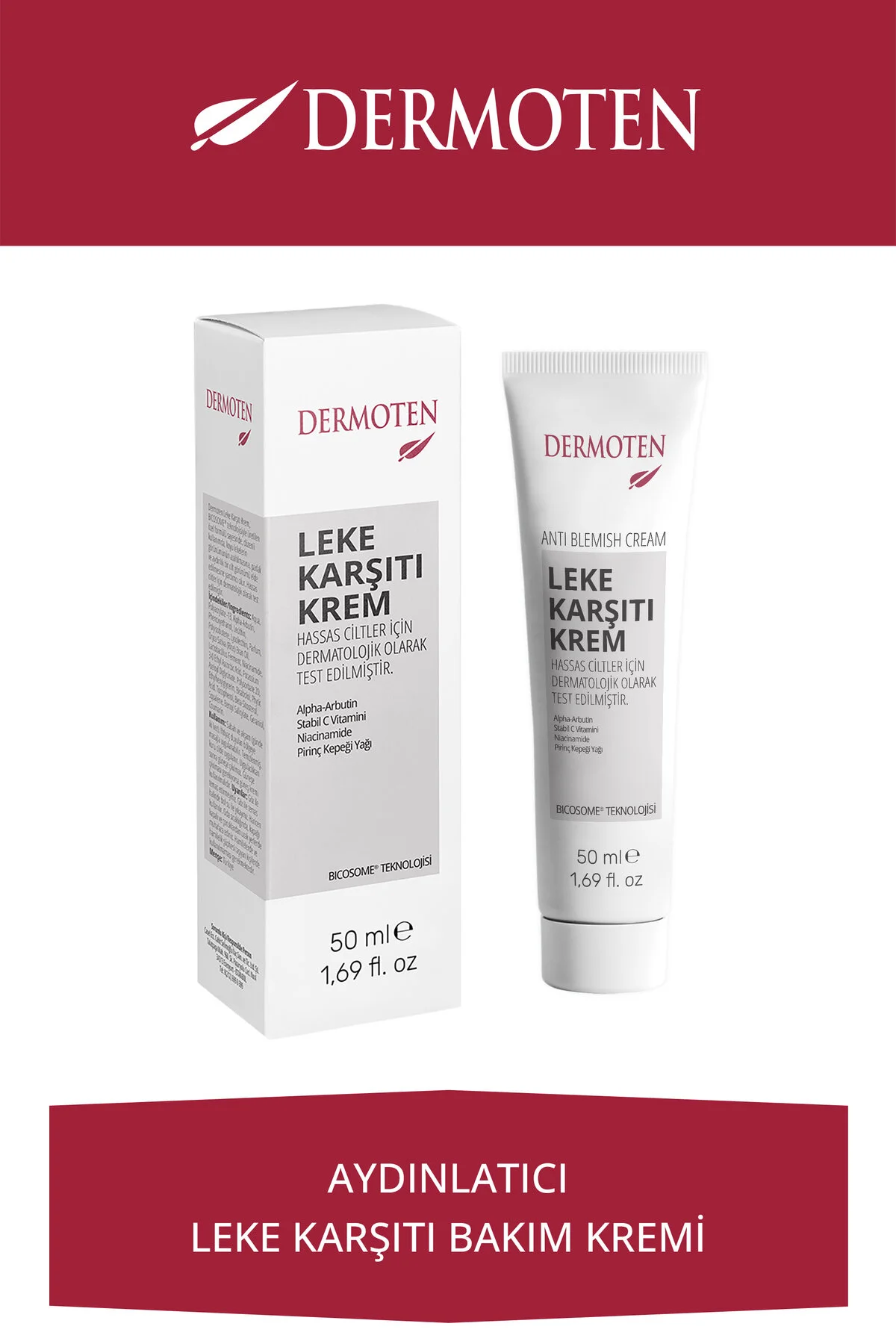 Dermoten Cilt Beyazlatıcı, Aydınlatıcı Leke Karşıtı Bakım Kremi - bicosome