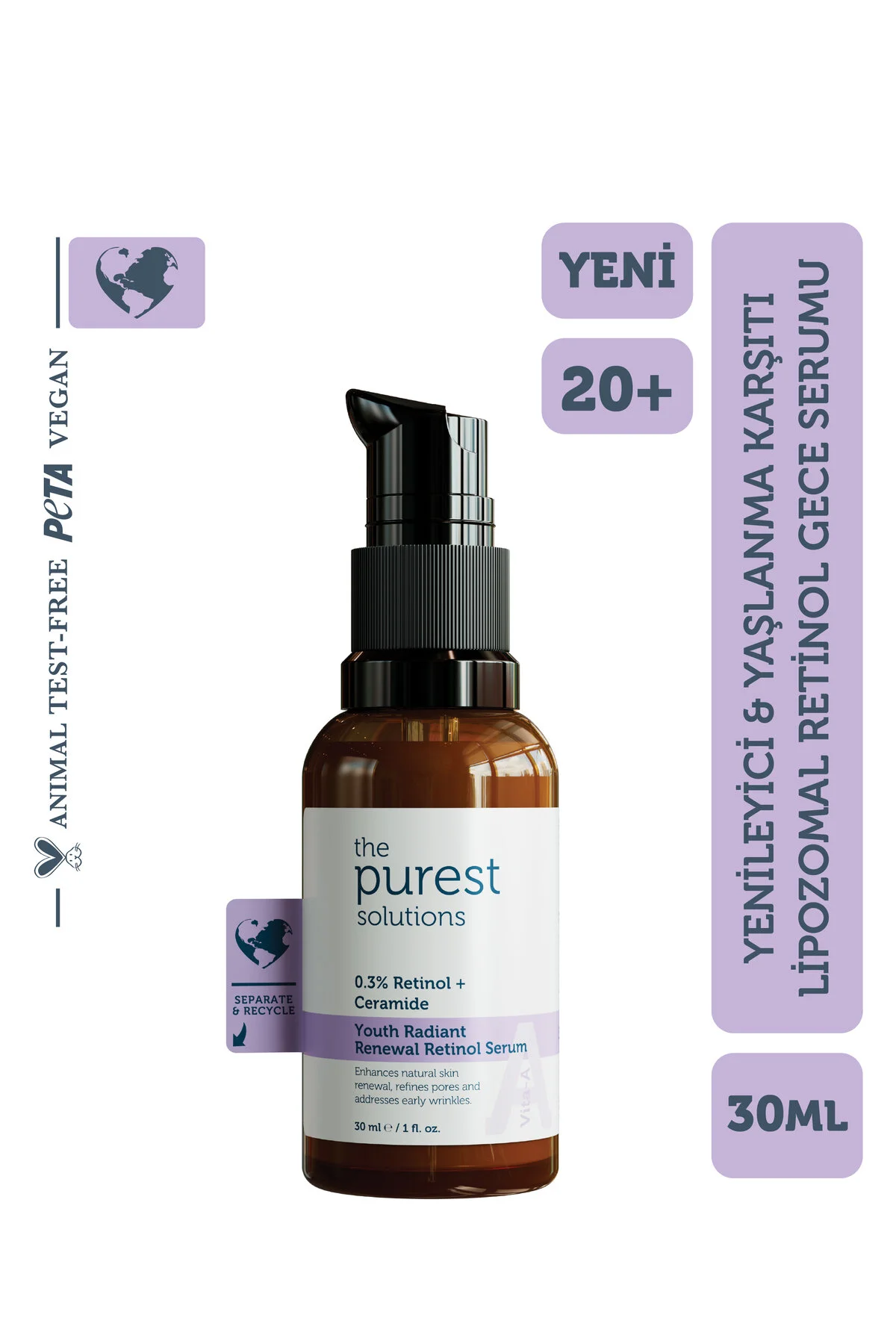 The Purest Solutions Yenileyici & Yaşlanma Karşıtı Lipozomal Retinol Gece Serumu 20+, 30ml