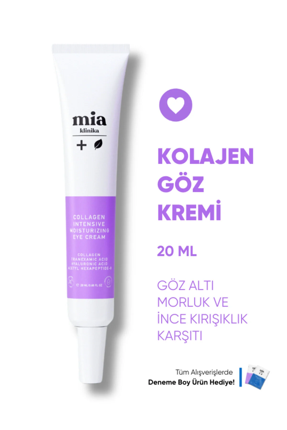 mia klinika Koyu Leke Görünümü ve İnce Çizgi Görünümünün Azalmasın Yardımcı Peptit İçeren Göz Çevresi Bakım