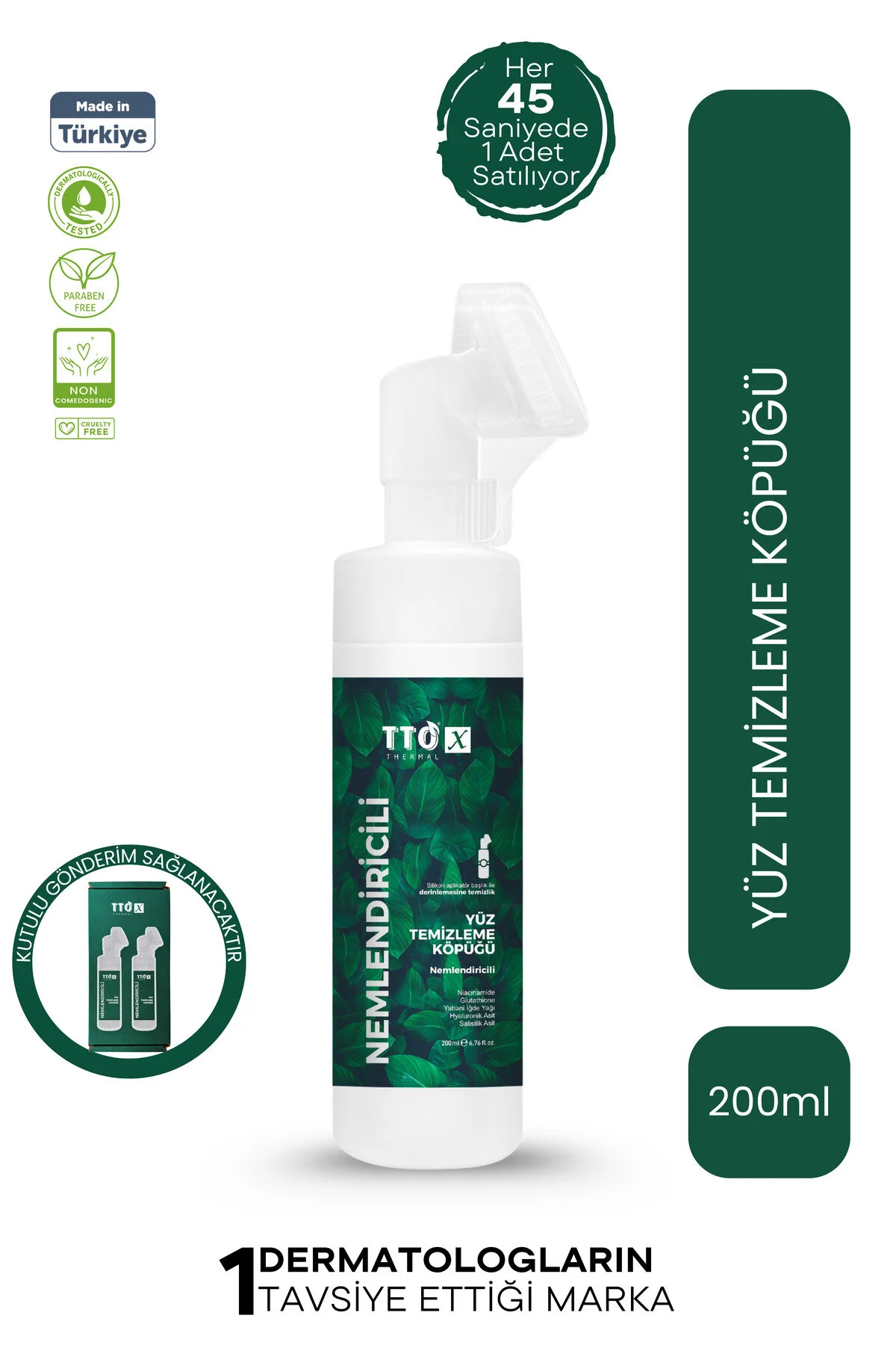 TTO X Nemlendirici Hyaluronik Asitli Yüz Temizleme Köpüğü - Tüm Cilt Tipleri İçin 200 ml