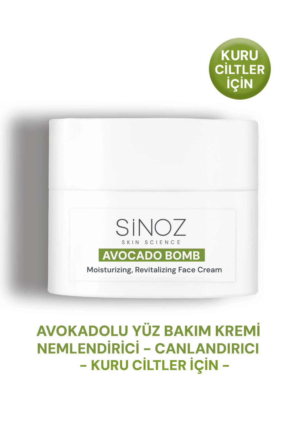 Sinoz Avokado Bomb Yüz Bakım Kremi - Kuru Ciltler İçin Nemlendirici ve Canlandırıcı 50 ml