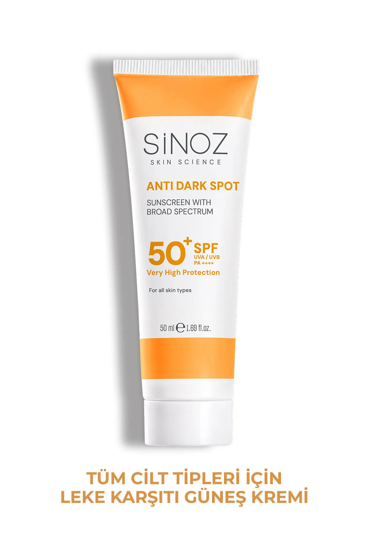 Sinoz Spf50+ Leke Karşıtı Yüksek Koruyucu Yüz Güneş Kremi Normal Ve Kuru Ciltler İçin 50 ml
