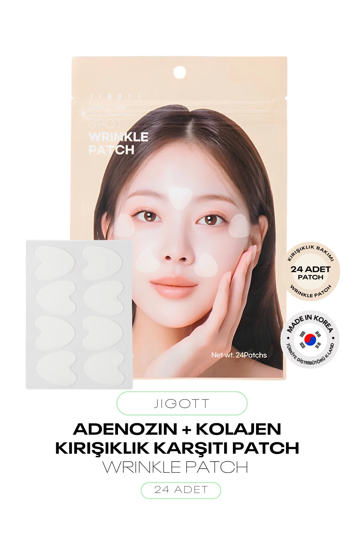 Jigott Adenozin Ve Hidrolize Kolajen İçeren Kırışıklık Karşıtı Çok Yönlü Yoğun Bakım Patchi Spot Wrinkle Patch