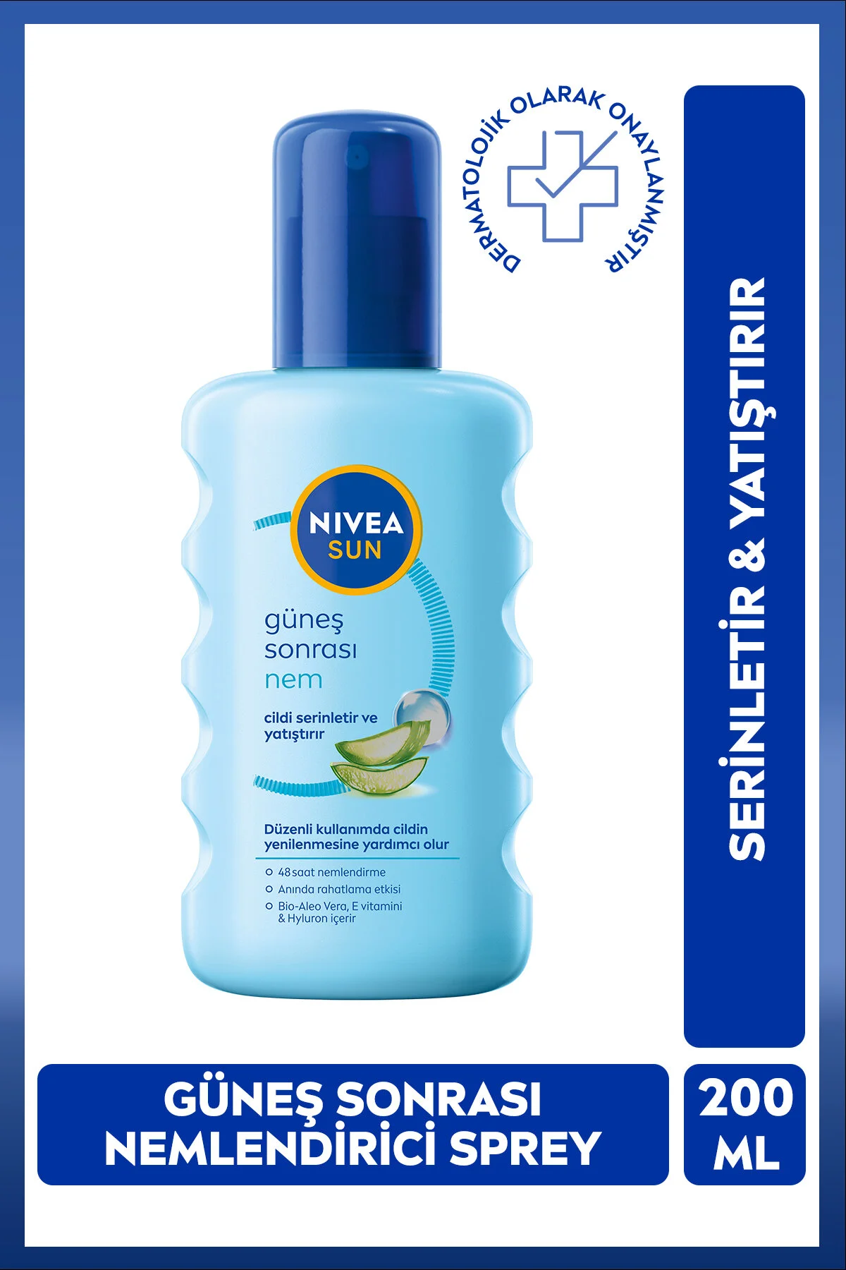 NIVEA SUN Güneş Sonrası Nemlendirici Vücut Spreyi 200ml,Serinletici,Yatıştırıcı,Aloe Vera,Hyaluron